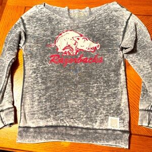 Original Retro Brand Gray and Red Arkansas Razorbacks Sweatshirt size small